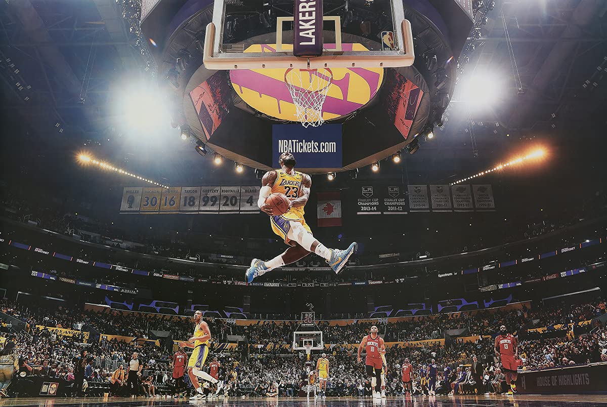 Lebron James Dunk - Sports/Basketball Poster - Measures 16 x 24 inches