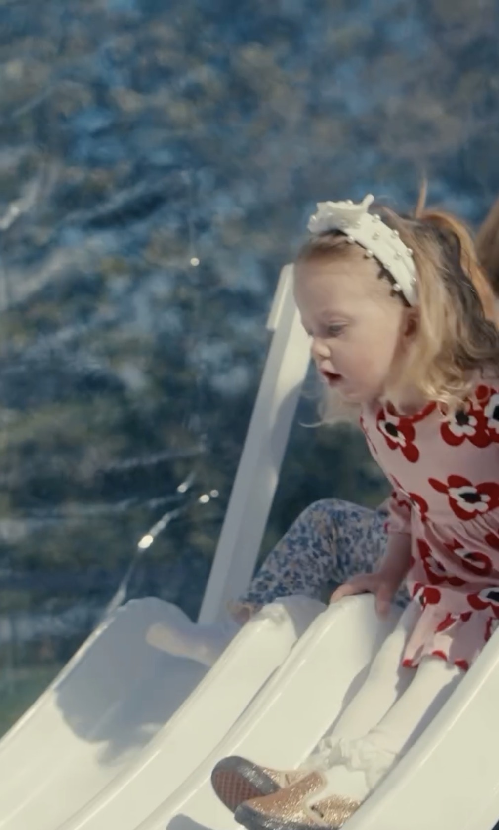 Sterling hit the slides and joined her friends on an inflatable castle