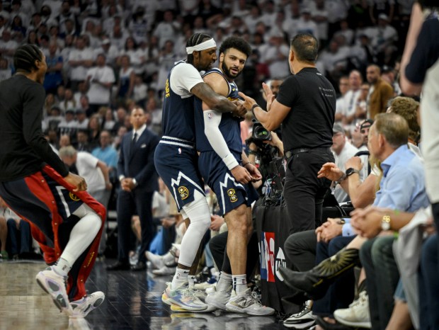 Jamal Murray (27) of the Denver Nuggets flexes as Anthony...